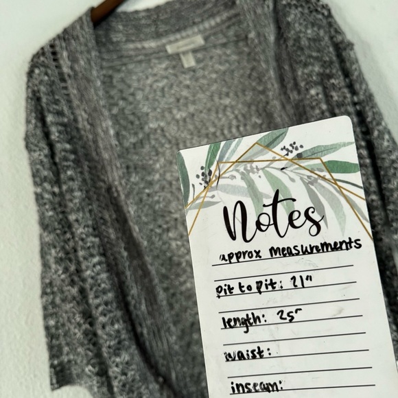 Dress Barn Open Knit Texture Cardigan Gray M Boho Coastal Cottage Transitional - Picture 7 of 9